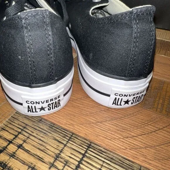 MEN'S CONVERSE CANVAS OX PLATFORM CHUCK TAYLOR ALL STAR BLACK SNEAKERS LOW TOP - Picture 3 of 7